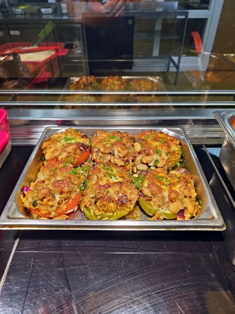 Stuffed peppers baked with cheese