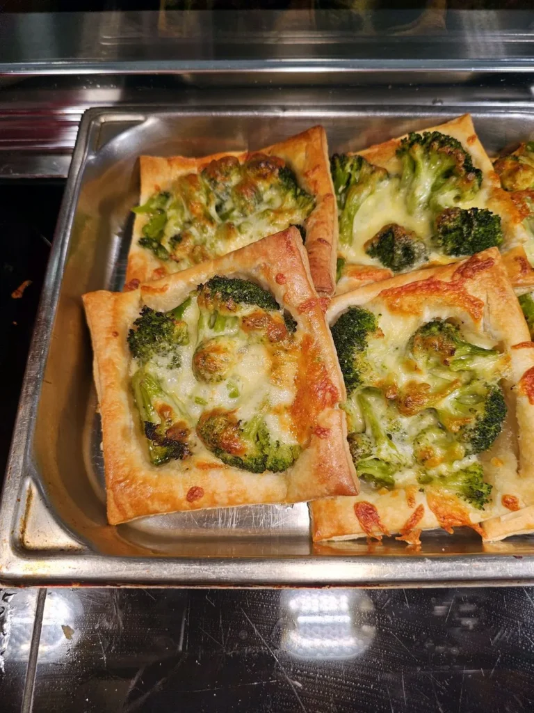 Broccoli and cheese puff pastry tarts