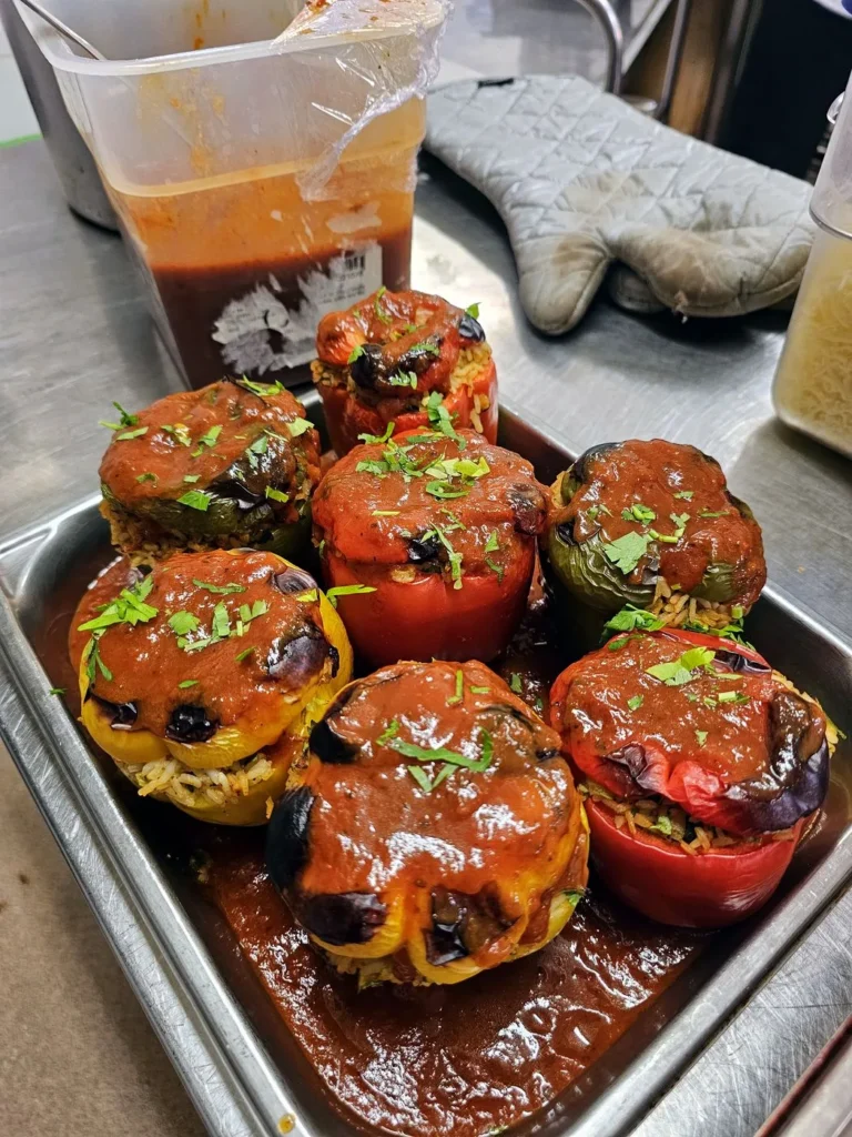 Stuffed peppers in tomato sauce