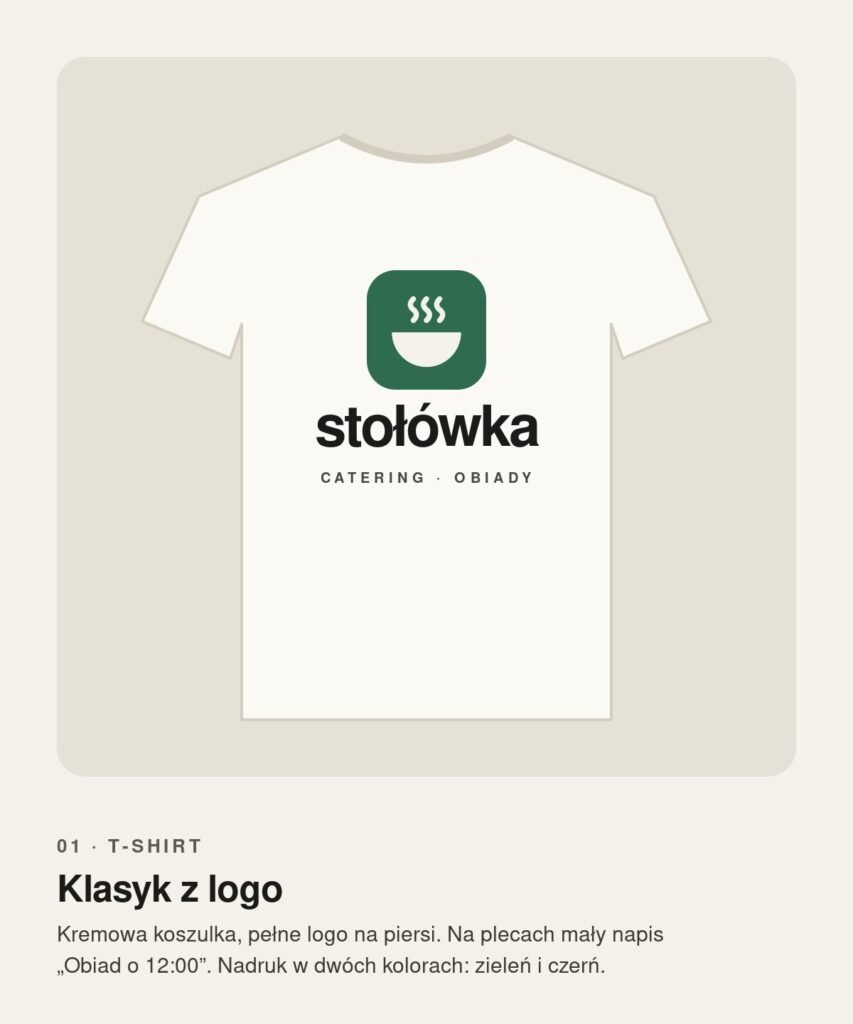 Projekt kremowego T-shirtu z logo Stołówki